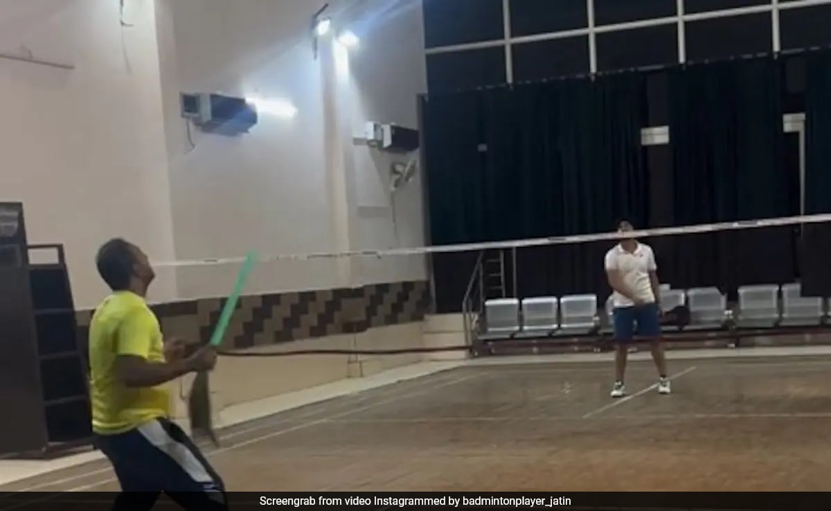 Watch: Man Plays Badminton With Broom, Internet Reacts